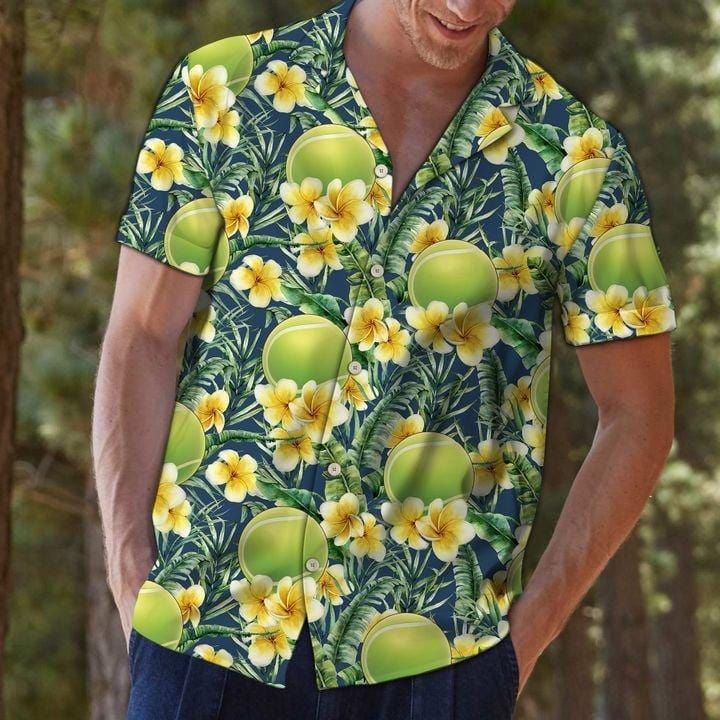 Felacia [Hawaii Shirt] Tennis Frangipani Tropical Hawaiian Aloha Shirts-ZX1477